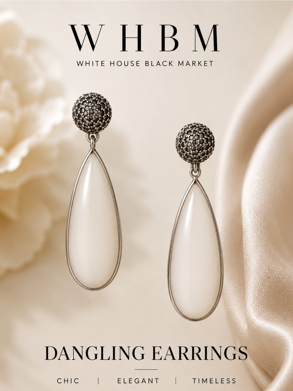 🤍EUC WHBM White Stone Dangling Teardrop Earrings
